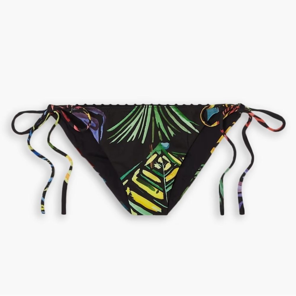 NWT Charo Ruiz Ibiza Marisa Bikini Bottom Black Print Side Tie Size Small NEW